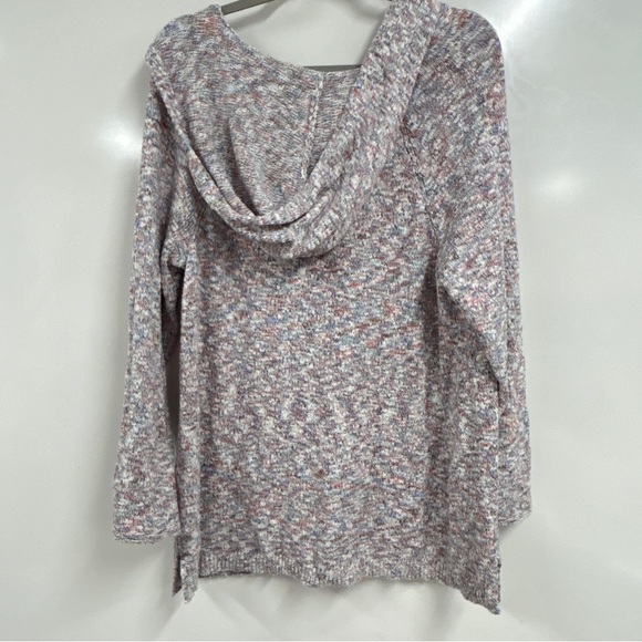 0311 J. Jill Large Hooded Sweater Knit Pullover Cozy Neutral Soft Minimalist - Picture 2 of 7